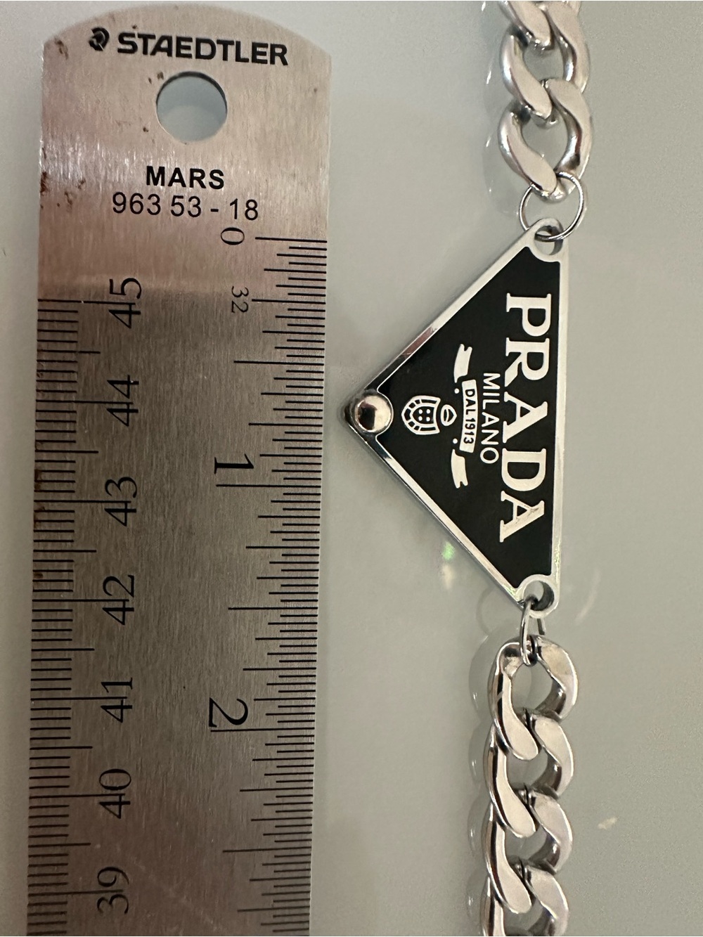 Silver 925 Prada Milano Choker Stainless Steel Cuban Link 16.5” Chain Necklace - Picture 6 of 8